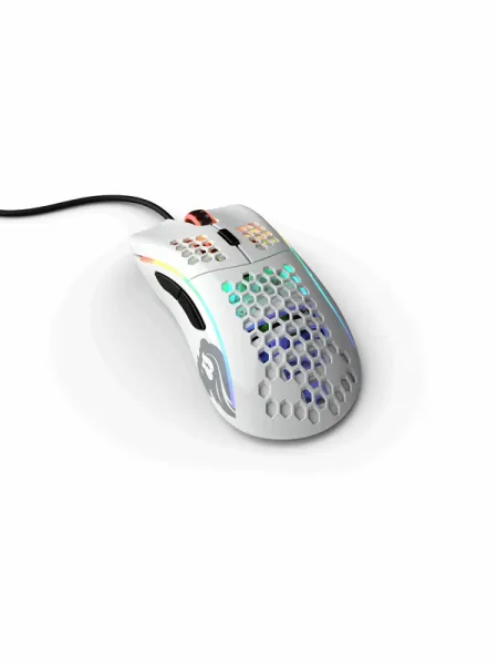 Glorious Model D - 光面白色 - 游戏鼠标 - 光学 - 6 个按钮 - 白色带 RGB LED 灯