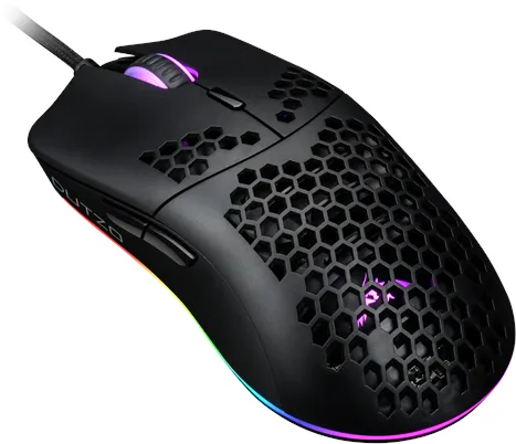 DUTZO Keiryō RGB - 哑光黑 - 游戏鼠标 - 光学 - 6 个按钮 - 黑色带 RGB 灯光