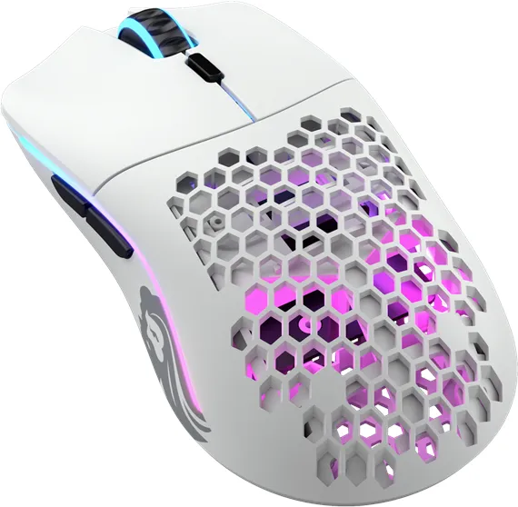 Glorious Model O Wireless - 哑光白 - 游戏鼠标 - 光学 - 6 个按钮 - 白色带 RGB LED 灯