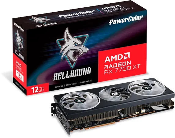 PowerColor Radeon RX 7700 XT Hellhound OC - 12GB GDDR6 VRAM - 显卡